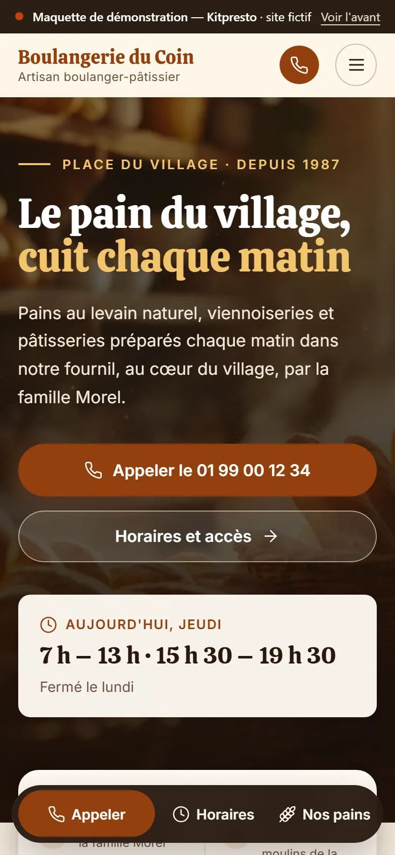 La même maquette sur téléphone