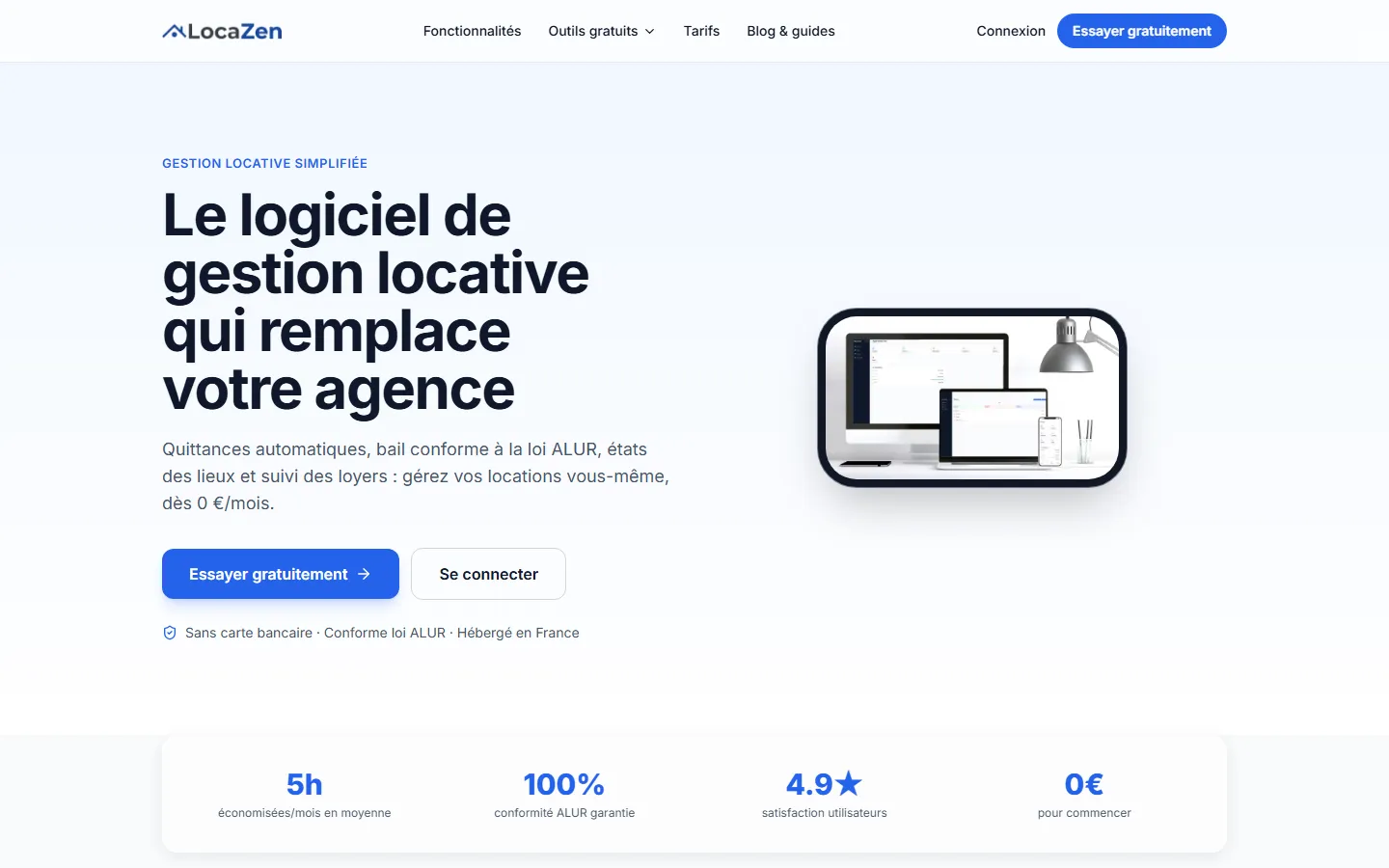 Page d'accueil du site LocaZen, présentant le logiciel de gestion locative